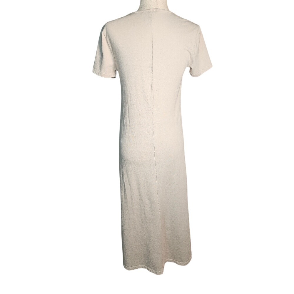 Rachel Zoe V-Neck Beige Tan Short Sleeve Cotton T-shirt Dress Sz Small - Picture 2 of 8